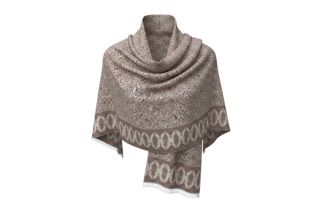 Pastel Pearl Jamawar Pashmina with Pastel Floral Jaal